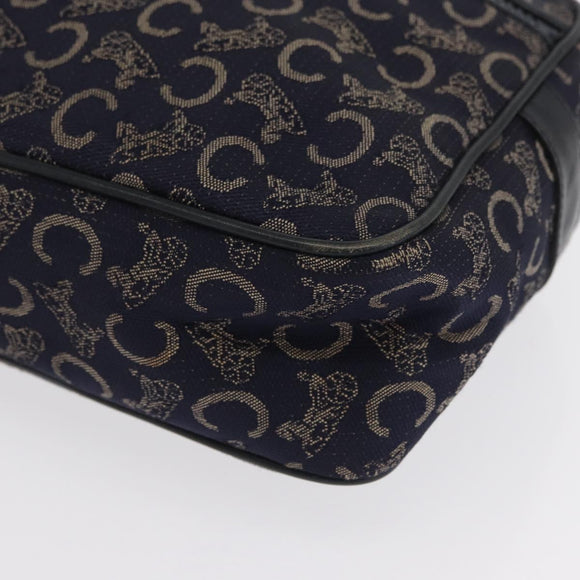 CELINE C Macadam Canvas Shoulder Bag Navy Gold Auth ep12983