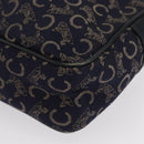 CELINE C Macadam Canvas Shoulder Bag Navy Gold Auth ep12983-13