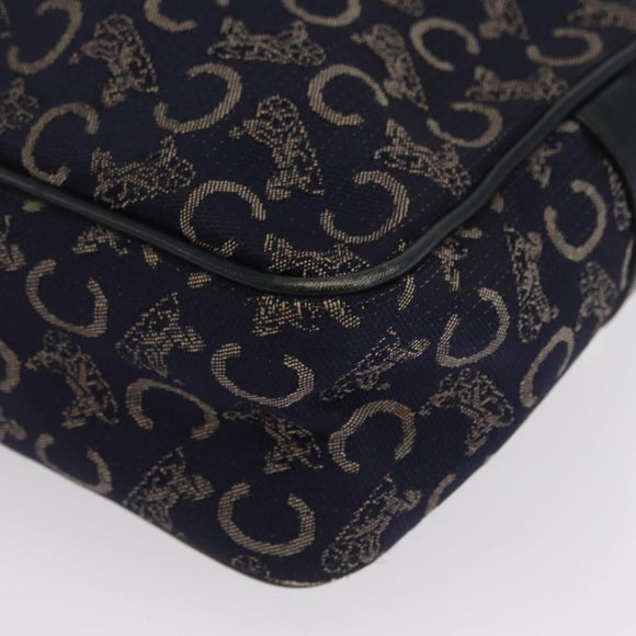 CELINE C Macadam Canvas Shoulder Bag Navy Gold Auth ep12983