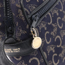 CELINE C Macadam Canvas Shoulder Bag Navy Gold Auth ep12983-15