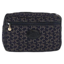 CELINE C Macadam Canvas Shoulder Bag Navy Gold Auth ep12983-2