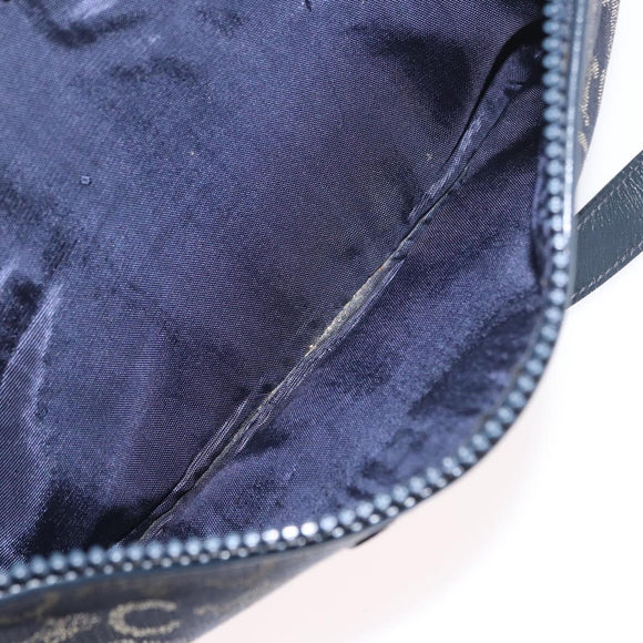 CELINE C Macadam Canvas Shoulder Bag Navy Gold Auth ep12983