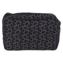 CELINE C Macadam Canvas Shoulder Bag Navy Gold Auth ep12983-3