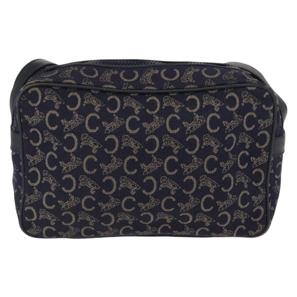 CELINE C Macadam Canvas Shoulder Bag Navy Gold Auth ep12983
