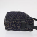 CELINE C Macadam Canvas Shoulder Bag Navy Gold Auth ep12983-4