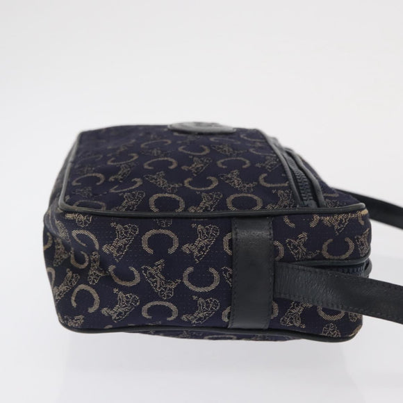 CELINE C Macadam Canvas Shoulder Bag Navy Gold Auth ep12983