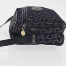 CELINE C Macadam Canvas Shoulder Bag Navy Gold Auth ep12983-5