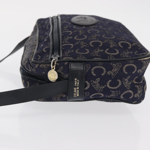 CELINE C Macadam Canvas Shoulder Bag Navy Gold Auth ep12983