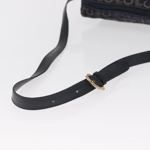 CELINE C Macadam Canvas Shoulder Bag Navy Gold Auth ep12983