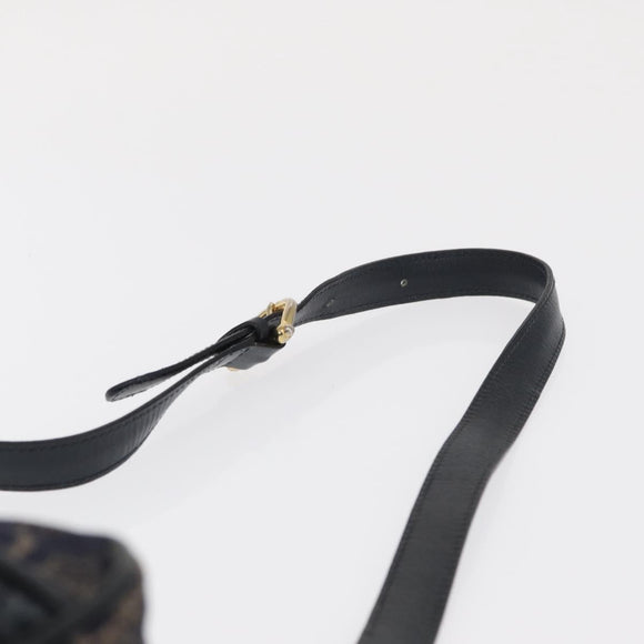 CELINE C Macadam Canvas Shoulder Bag Navy Gold Auth ep12983