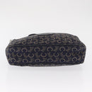CELINE C Macadam Canvas Shoulder Bag Navy Gold Auth ep12983-9