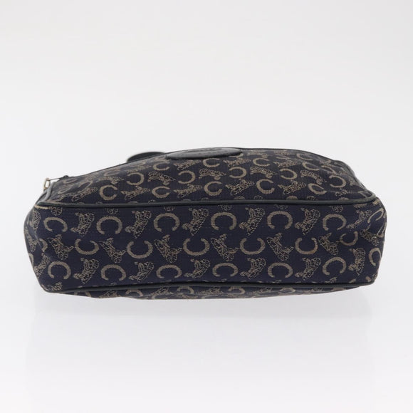 CELINE C Macadam Canvas Shoulder Bag Navy Gold Auth ep12983
