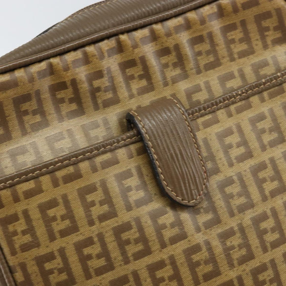FENDI Zucchino Canvas Shoulder Bag Coated Canvas Brown Auth ep12984