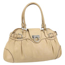Salvatore Ferragamo Gancini Hand Bag Leather Beige Silver Auth ep12988-1