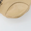 Salvatore Ferragamo Gancini Hand Bag Leather Beige Silver Auth ep12988-11