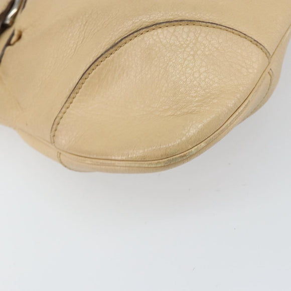 Salvatore Ferragamo Gancini Hand Bag Leather Beige Silver Auth ep12988