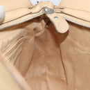 Salvatore Ferragamo Gancini Hand Bag Leather Beige Silver Auth ep12988-19