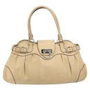 Salvatore Ferragamo Gancini Hand Bag Leather Beige Silver Auth ep12988-2