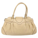 Salvatore Ferragamo Gancini Hand Bag Leather Beige Silver Auth ep12988-3