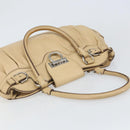 Salvatore Ferragamo Gancini Hand Bag Leather Beige Silver Auth ep12988-6