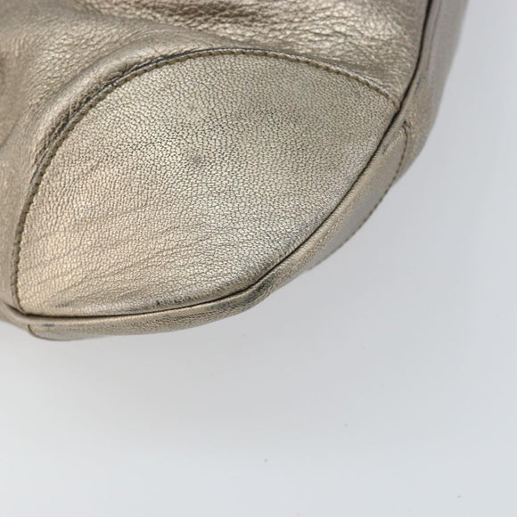 Salvatore Ferragamo Gancini Hand Bag Leather Gold Auth ep12989