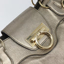 Salvatore Ferragamo Gancini Hand Bag Leather Gold Auth ep12989-15