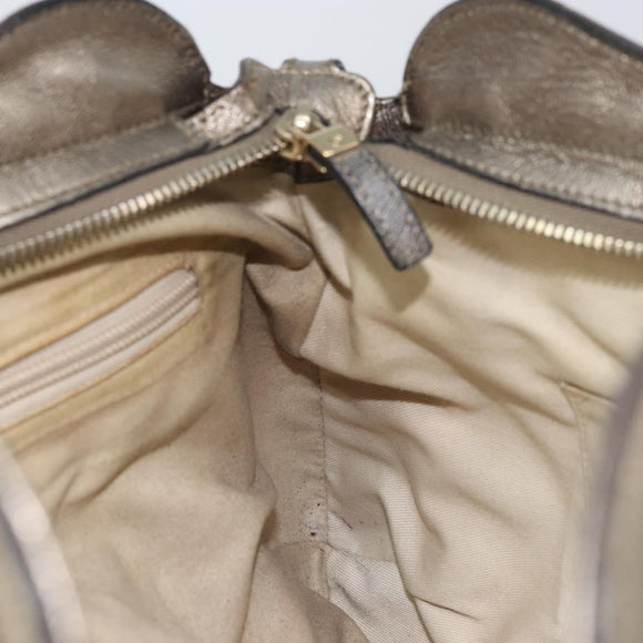 Salvatore Ferragamo Gancini Hand Bag Leather Gold Auth ep12989