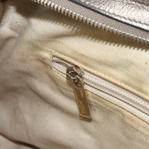 Salvatore Ferragamo Gancini Hand Bag Leather Gold Auth ep12989