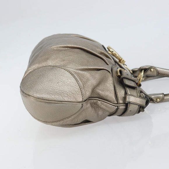 Salvatore Ferragamo Gancini Hand Bag Leather Gold Auth ep12989