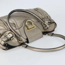 Salvatore Ferragamo Gancini Hand Bag Leather Gold Auth ep12989-6