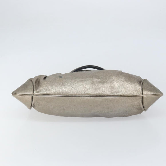 Salvatore Ferragamo Gancini Hand Bag Leather Gold Auth ep12989