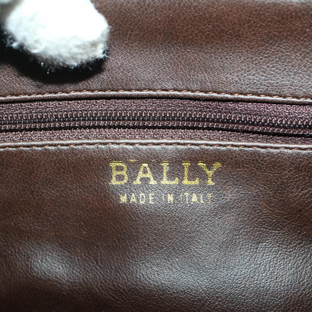 BALLY Quilted Shoulder Bag Leather Brown Auth ep1299