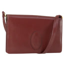 CARTIER Must Line Shoulder Bag Leather Bordeaux Gold Auth ep12994-1