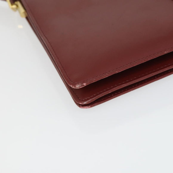 CARTIER Must Line Shoulder Bag Leather Bordeaux Gold Auth ep12994