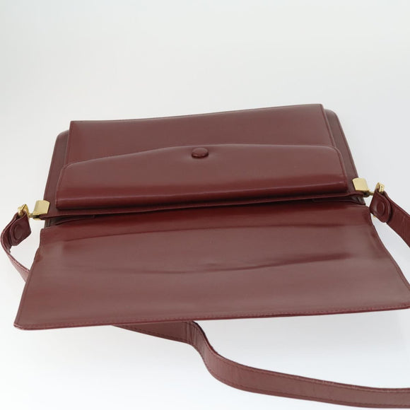 CARTIER Must Line Shoulder Bag Leather Bordeaux Gold Auth ep12994