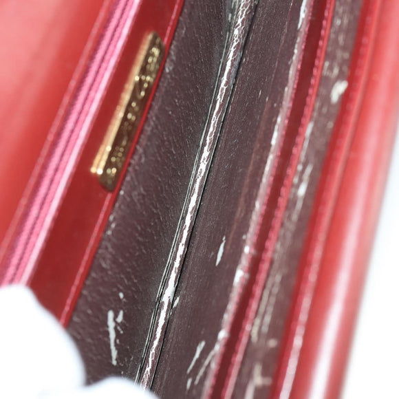 CARTIER Must Line Shoulder Bag Leather Bordeaux Gold Auth ep12994
