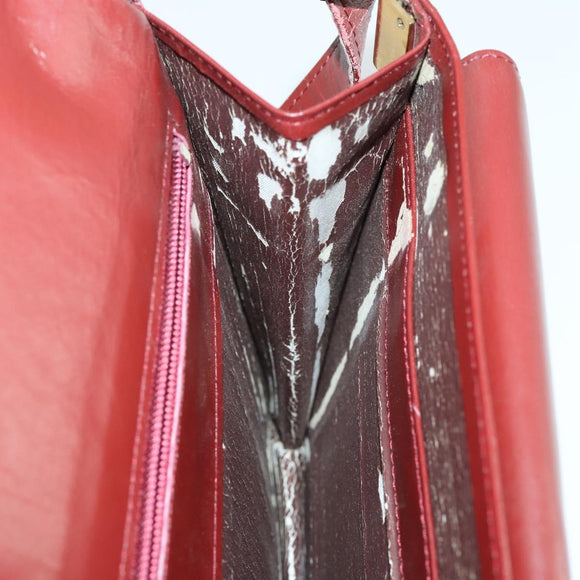 CARTIER Must Line Shoulder Bag Leather Bordeaux Gold Auth ep12994
