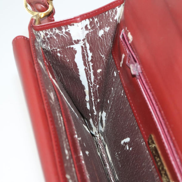 CARTIER Must Line Shoulder Bag Leather Bordeaux Gold Auth ep12994