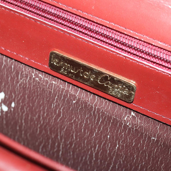 CARTIER Must Line Shoulder Bag Leather Bordeaux Gold Auth ep12994