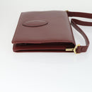 CARTIER Must Line Shoulder Bag Leather Bordeaux Gold Auth ep12994-4