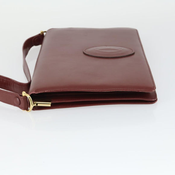 CARTIER Must Line Shoulder Bag Leather Bordeaux Gold Auth ep12994