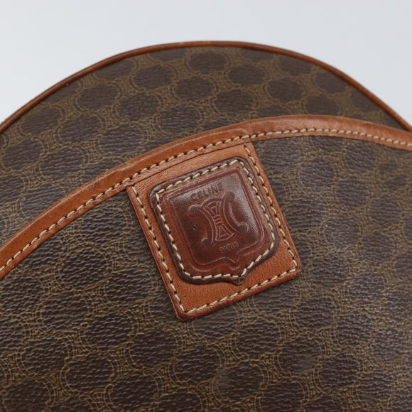 CELINE Macadam Canvas Shoulder Bag PVC Leather Brown Gold Auth ep12997