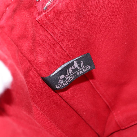 HERMES DeauvilleMM Hand Bag Canvas Red Auth ep12998