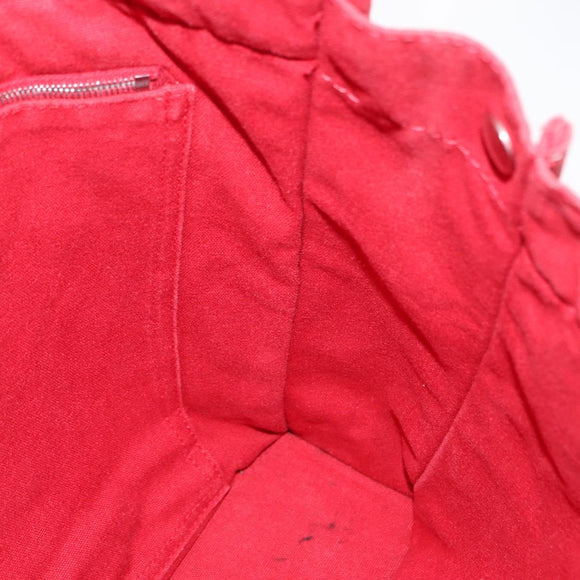 HERMES DeauvilleMM Hand Bag Canvas Red Auth ep12998