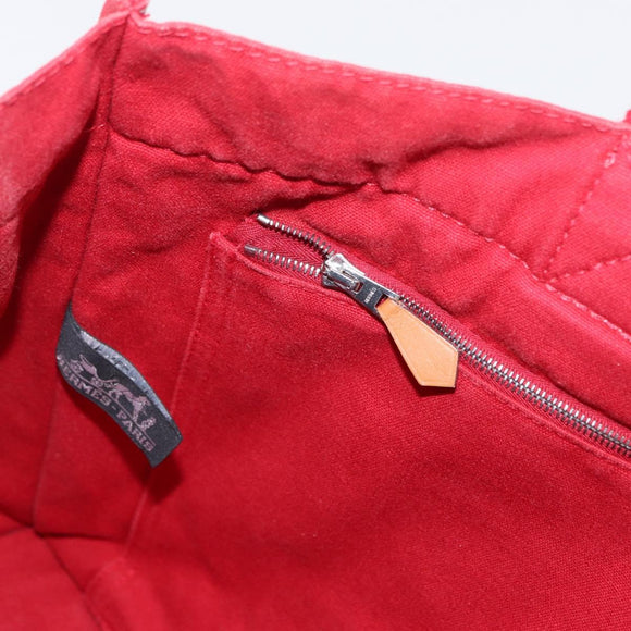HERMES DeauvilleMM Hand Bag Canvas Red Auth ep12998