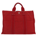 HERMES DeauvilleMM Hand Bag Canvas Red Auth ep12998-2