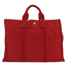 HERMES DeauvilleMM Hand Bag Canvas Red Auth ep12998 - 0