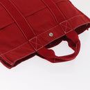 HERMES DeauvilleMM Hand Bag Canvas Red Auth ep12998-6