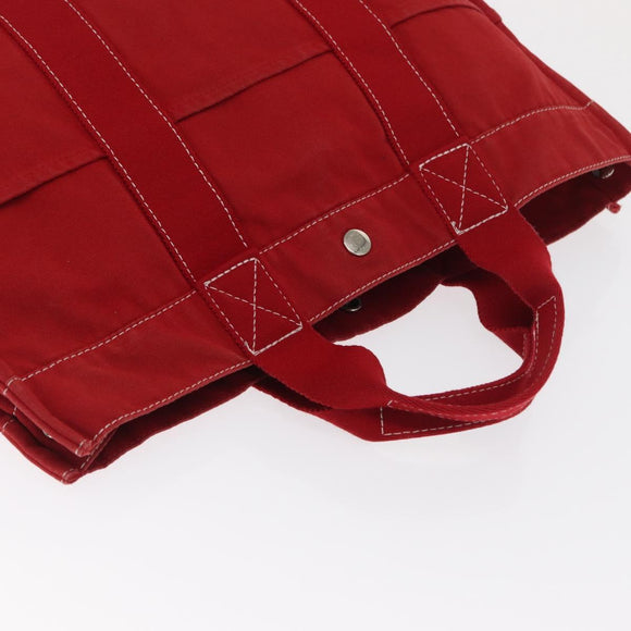 HERMES DeauvilleMM Hand Bag Canvas Red Auth ep12998