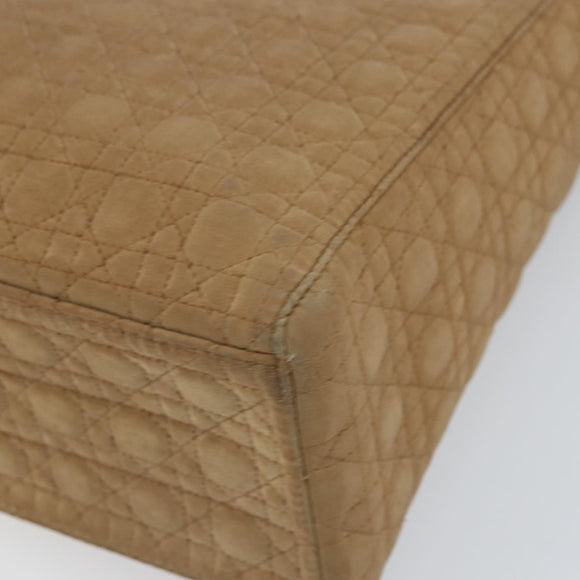 Christian Dior Lady Dior Hand Bag Nylon Beige Gold Auth ep13008